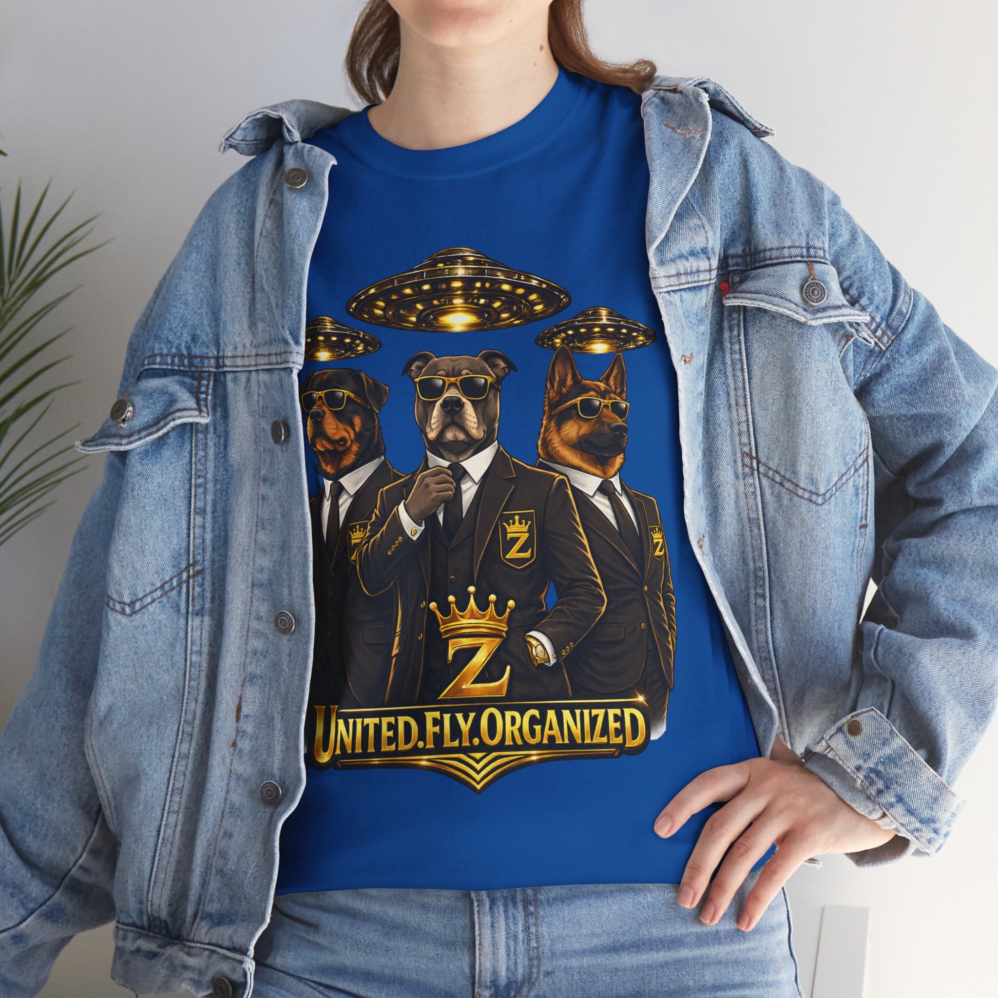 Adult "United. Fly. Organized." Graphic Tee (Gold) Printify
