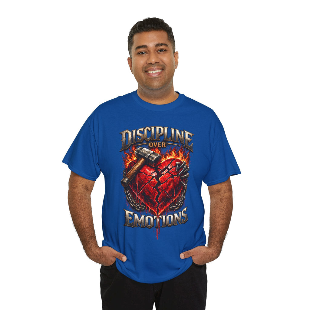 Discipline Over Emotions Graphic T-Shirt (Red Heart) Printify