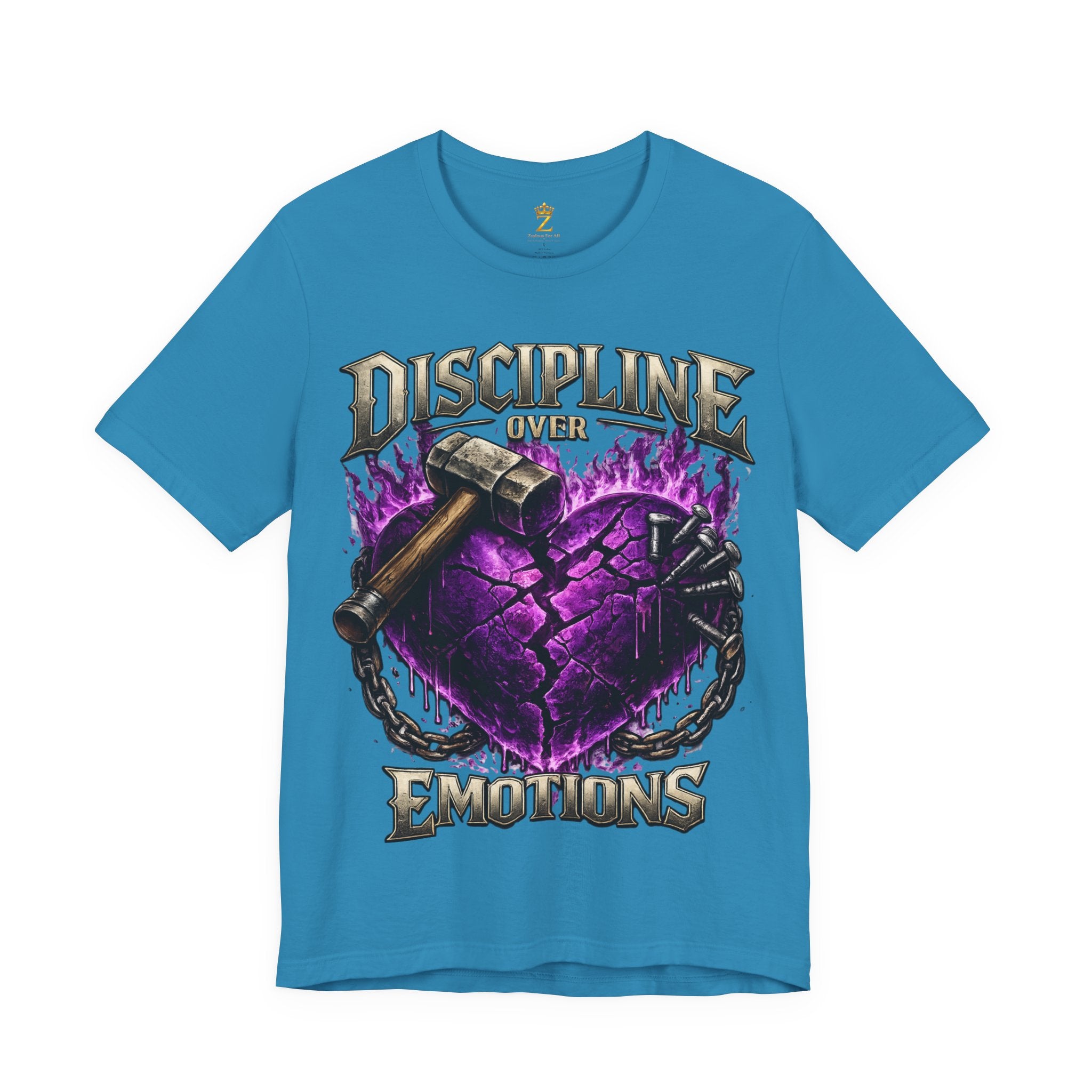 Discipline Over Emotions Premium Graphic T-Shirt (Purple Heart) Printify