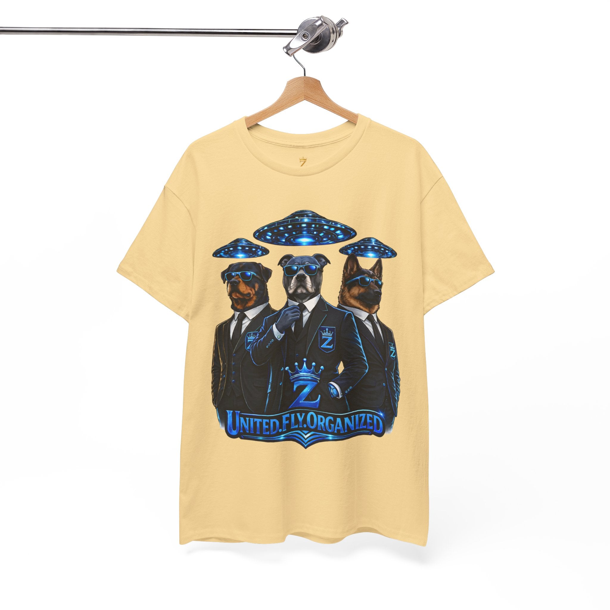 Adult "United. Fly. Organized." Graphic Tee (Blue) Printify