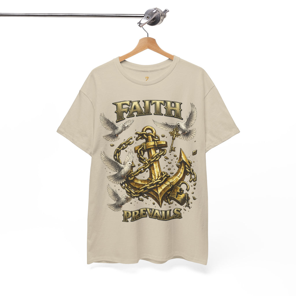 Adult Faith Prevails Anchor T-Shirt (Gold Anchor) Printify