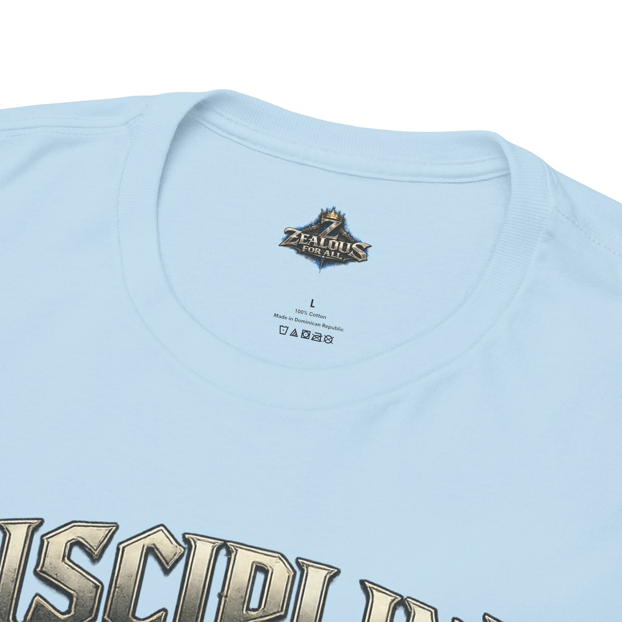 Discipline Over Emotions Graphic T-Shirt (Blue Heart) Printify