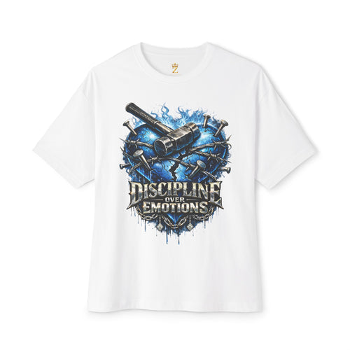 CEO KHI EDITION *Oversized* Discipline Over Emotions Graphic T-Shirt (Blue Heart) Printify