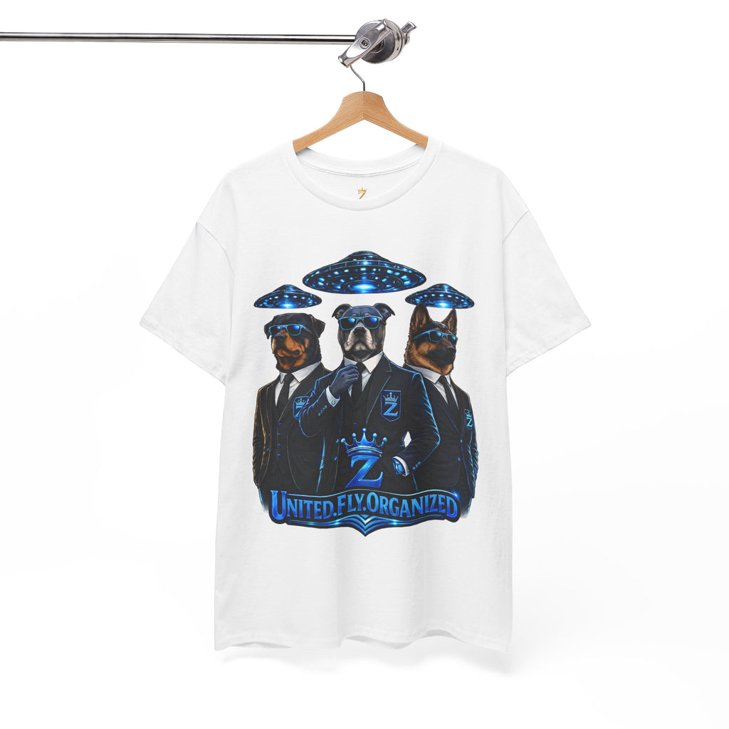 Adult "United. Fly. Organized." Graphic Tee (Blue) Printify