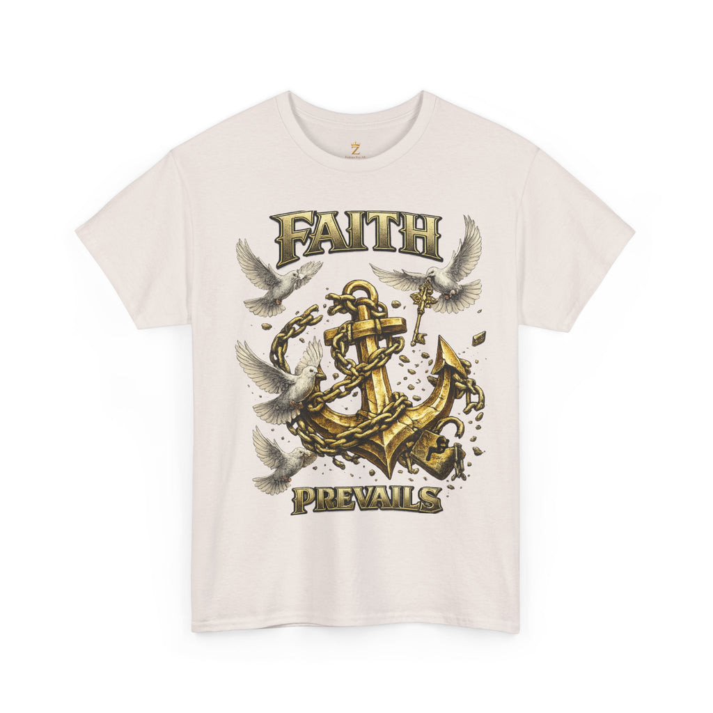 Adult Faith Prevails Anchor T-Shirt (Gold Anchor) Printify