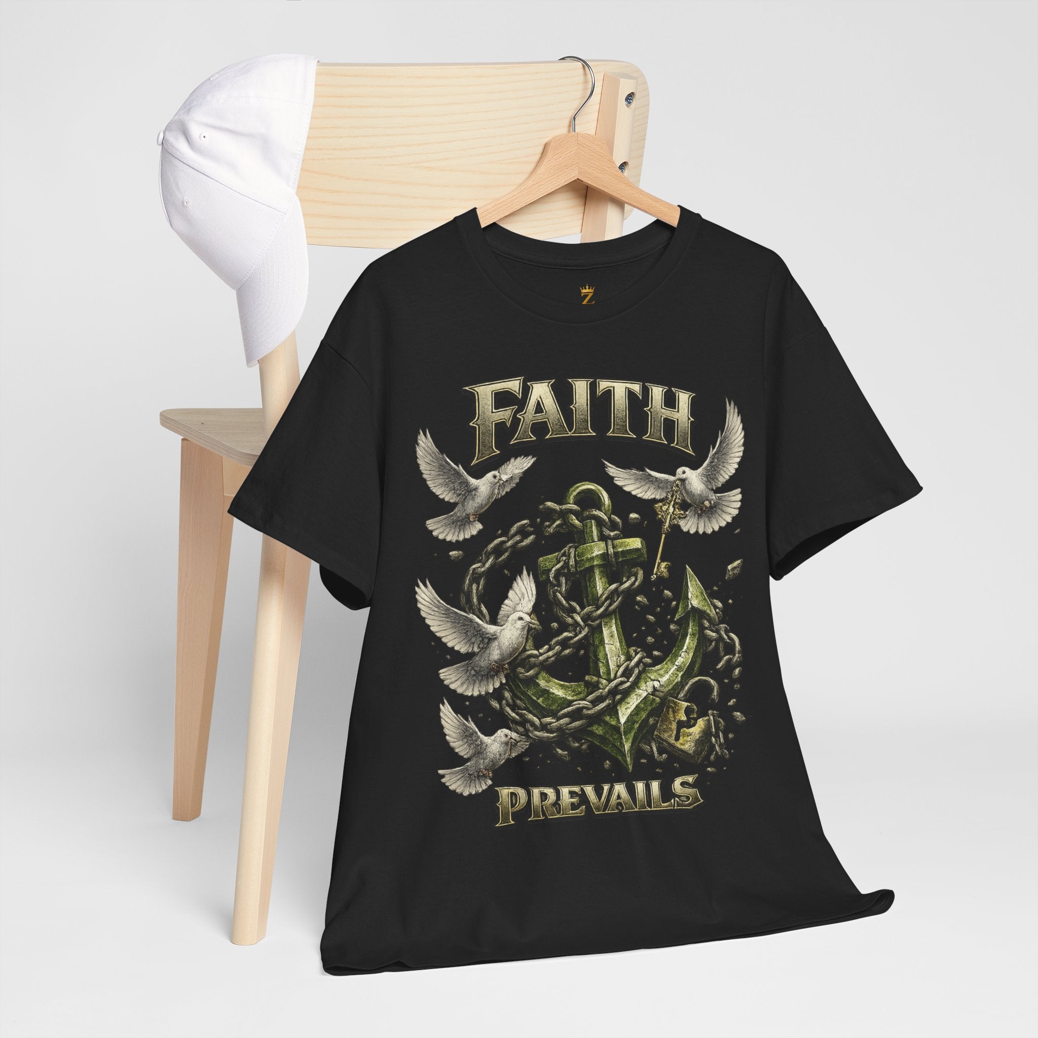 Adult Faith Prevails Anchor T-Shirt (Green Anchor) Printify