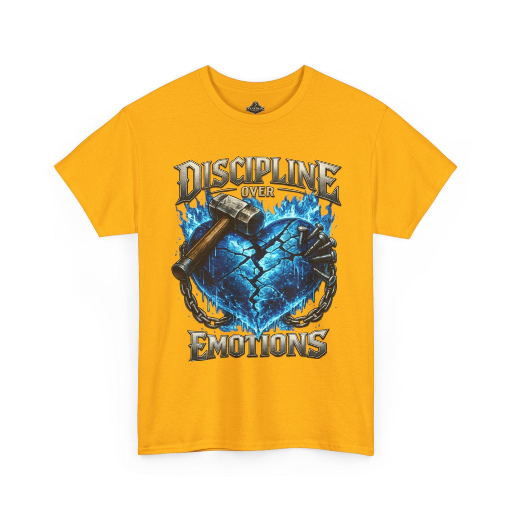 Discipline Over Emotions Graphic T-Shirt (Blue Heart) Printify