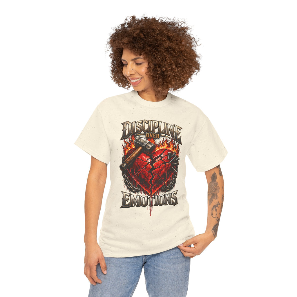 Discipline Over Emotions Graphic T-Shirt (Red Heart) Printify