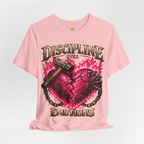 Discipline Over Emotions Premium Graphic T-Shirt (Hot Pink Heart) Printify