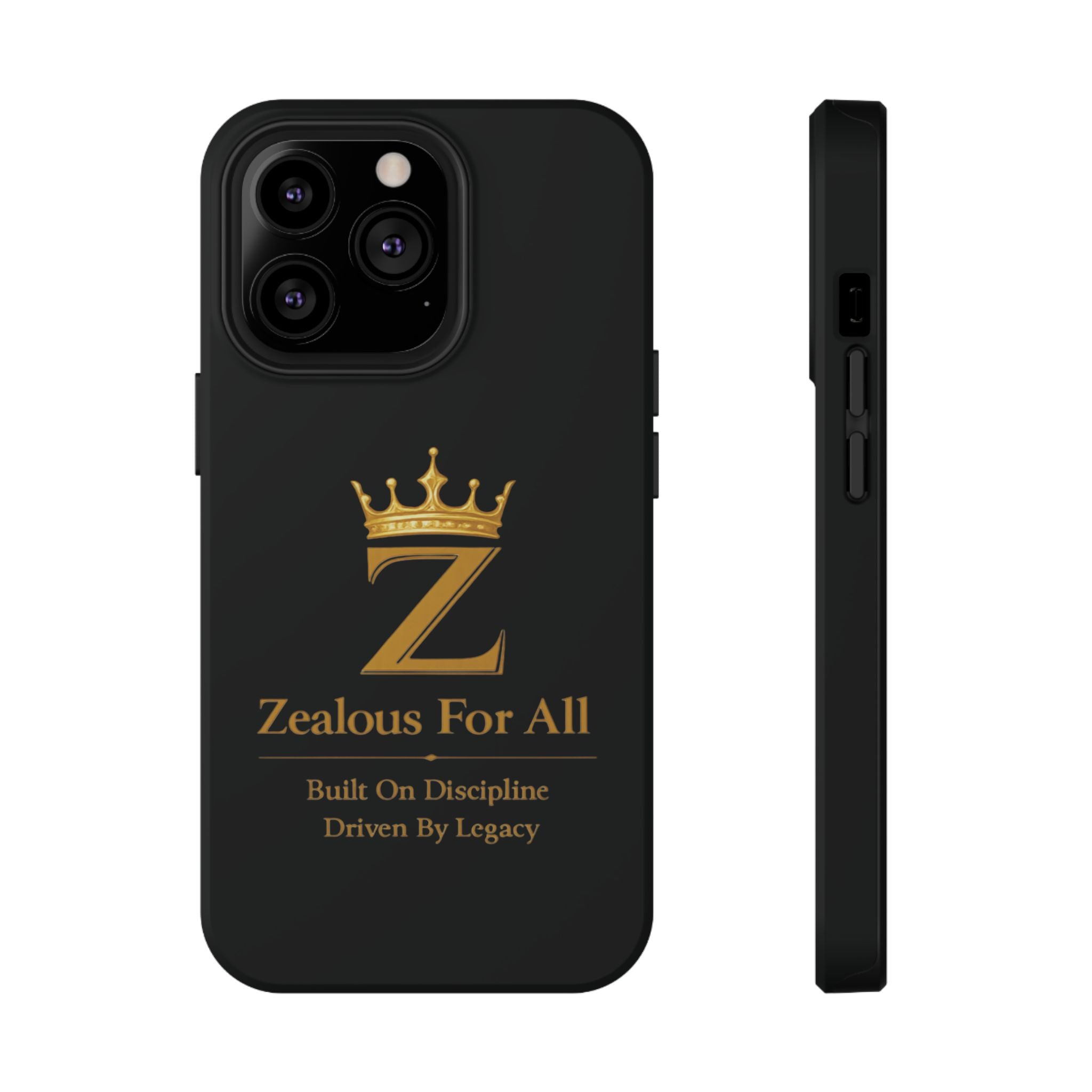 Phone Case — "Zealous For All" Gold Crown Impact-Resistant Case Printify