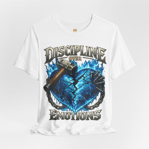 Discipline Over Emotions Premium Graphic T-Shirt (Blue Heart) Printify