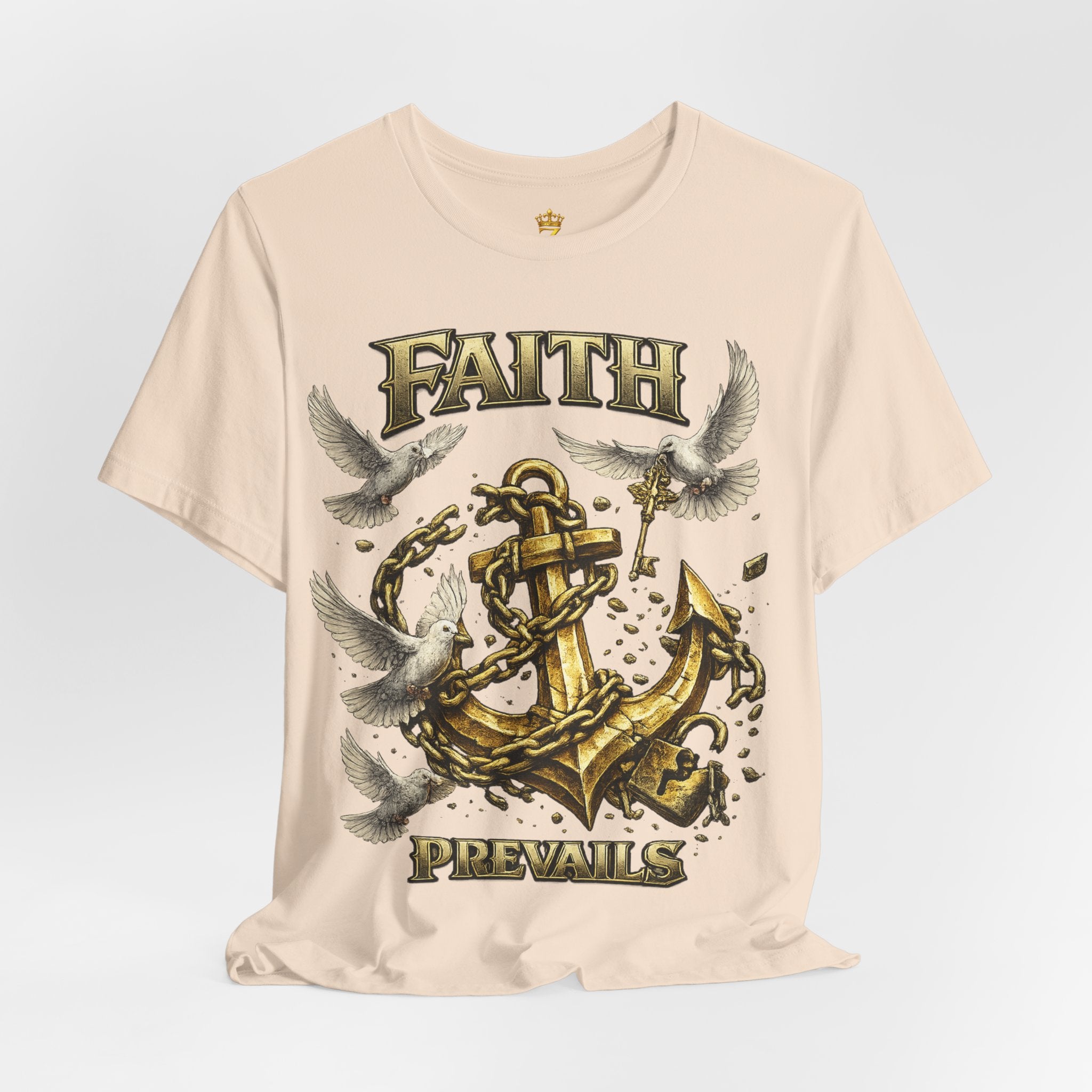 Faith Prevails T‑Shirt (Gold Anchor) Printify