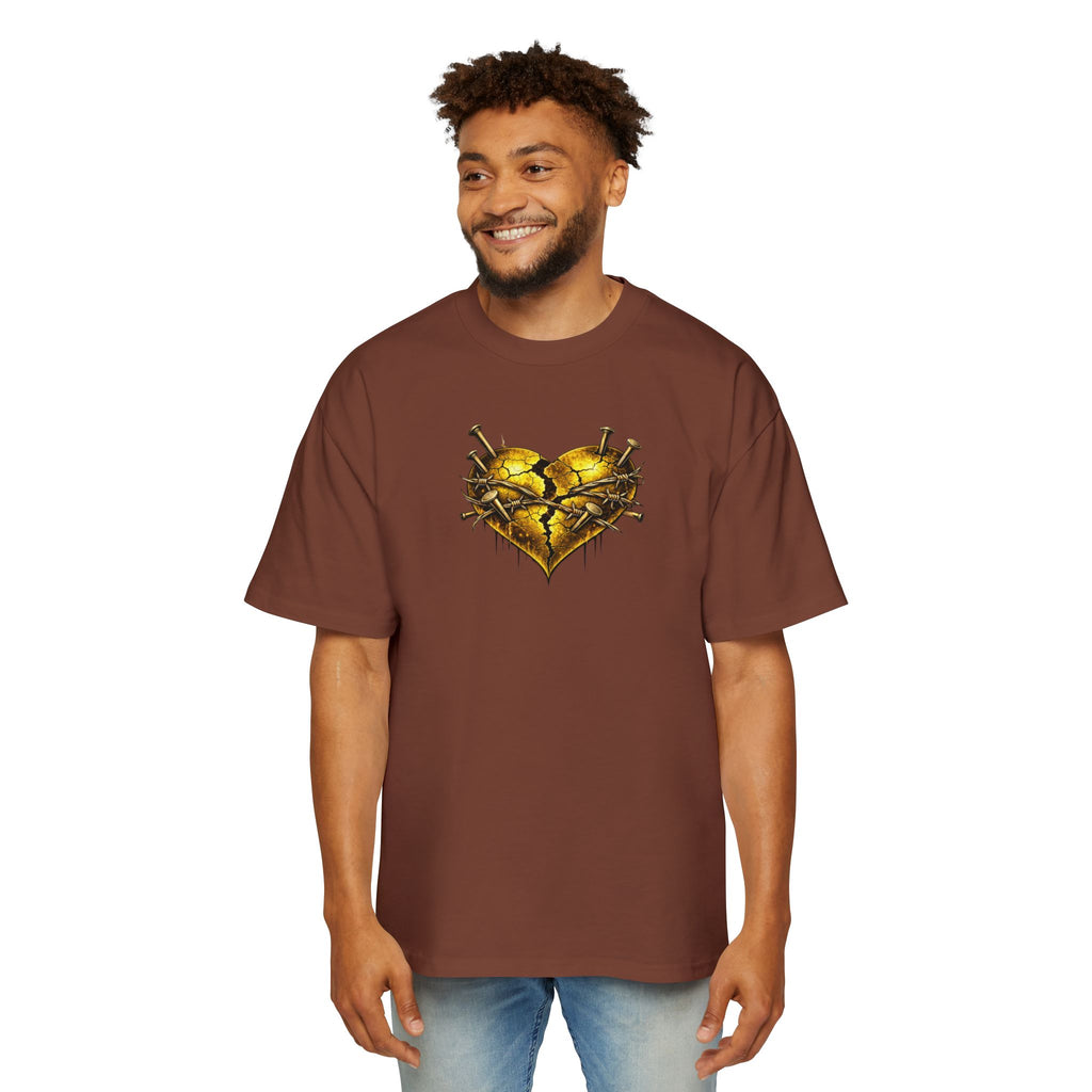 Oversized Discipline Over Emotions (Back) Graphic Tee (Gold Heart) Printify