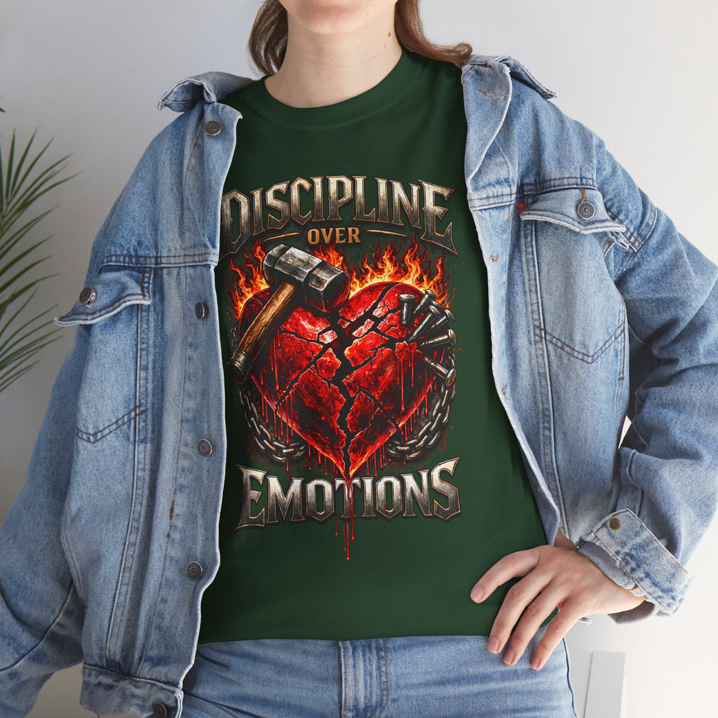 Discipline Over Emotions Graphic T-Shirt (Red Heart) Printify