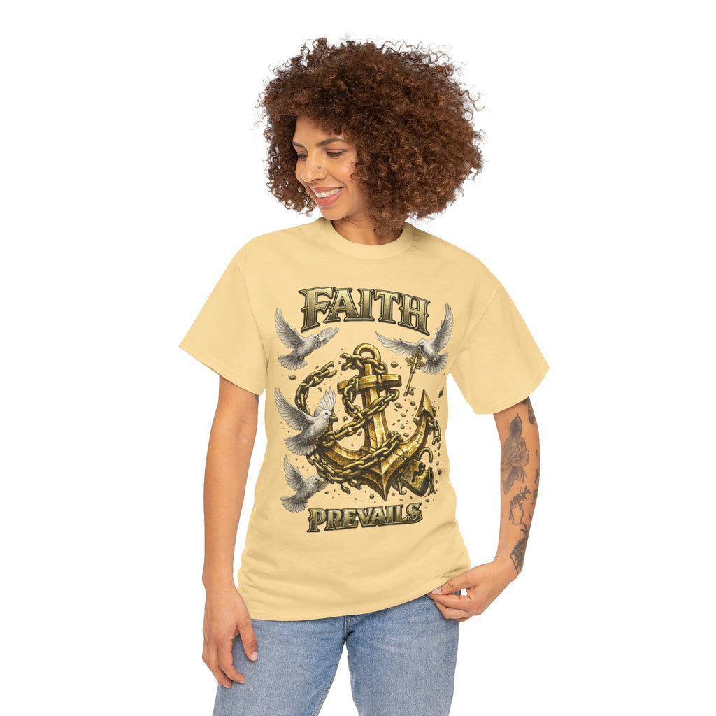 Adult Faith Prevails Anchor T-Shirt (Gold Anchor) Printify