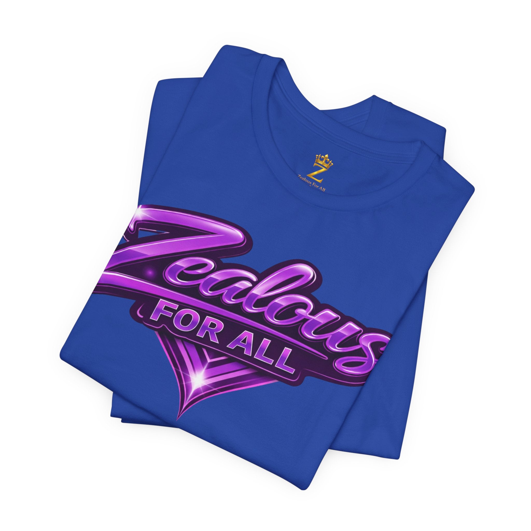 Zealous For All Graphic T-Shirt (Purple Logo) Printify