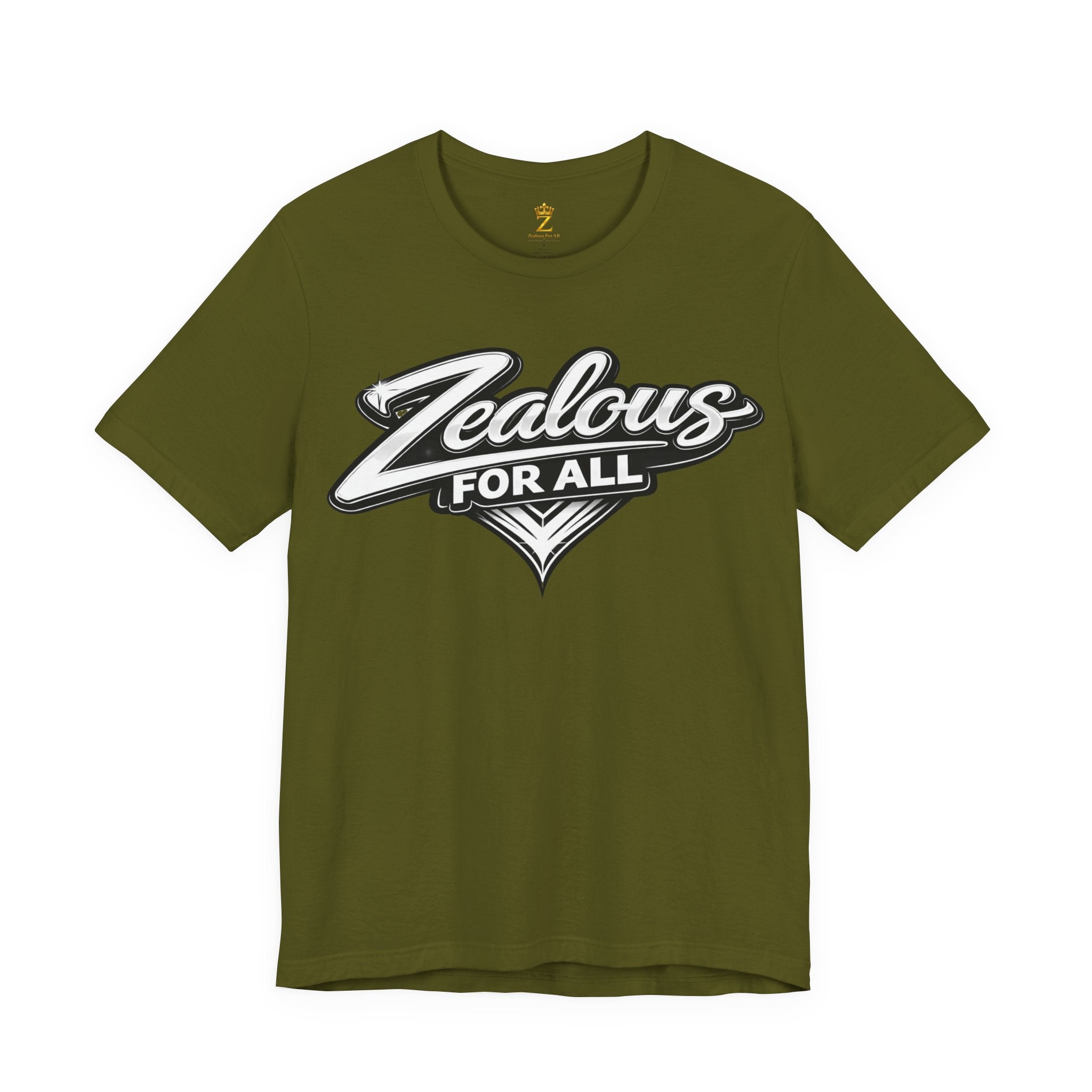 Zealous For All Graphic T-Shirt (White Logo) Printify