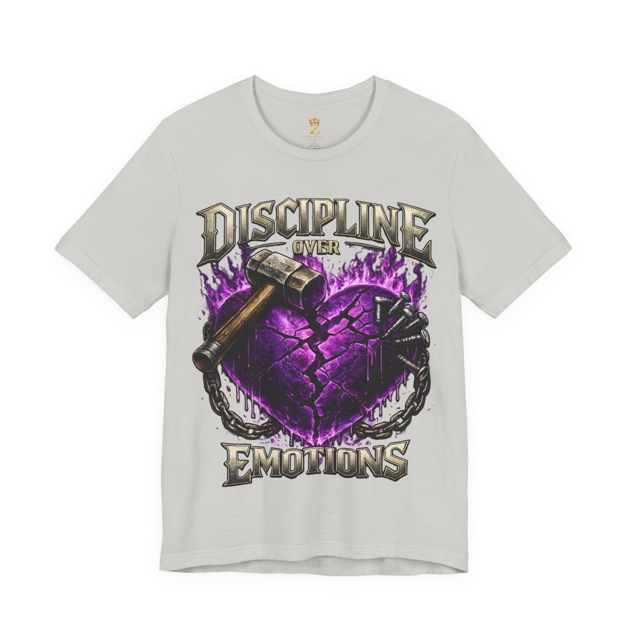 Discipline Over Emotions Premium Graphic T-Shirt (Purple Heart) Printify