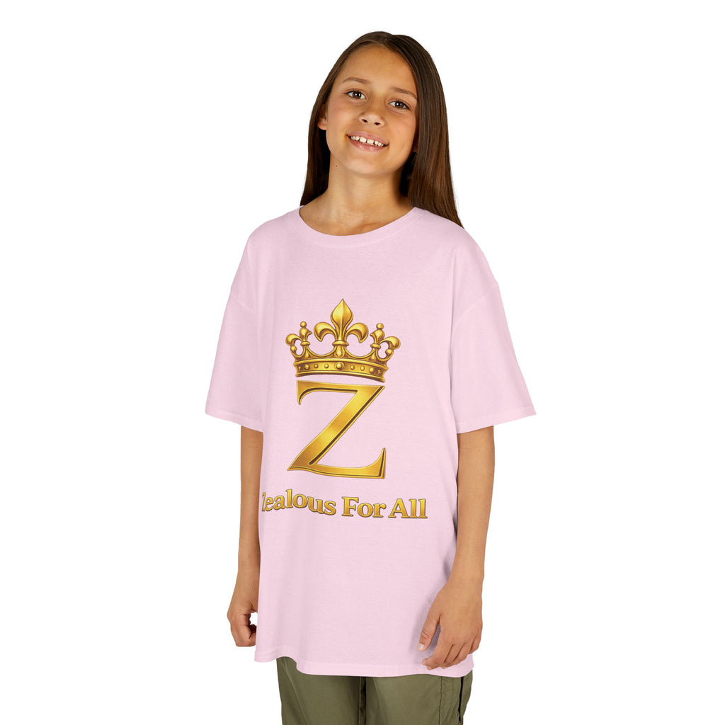 First Kids Zealous For All T-Shirt Drop 01 — Gold Logo Kids Tee Printify