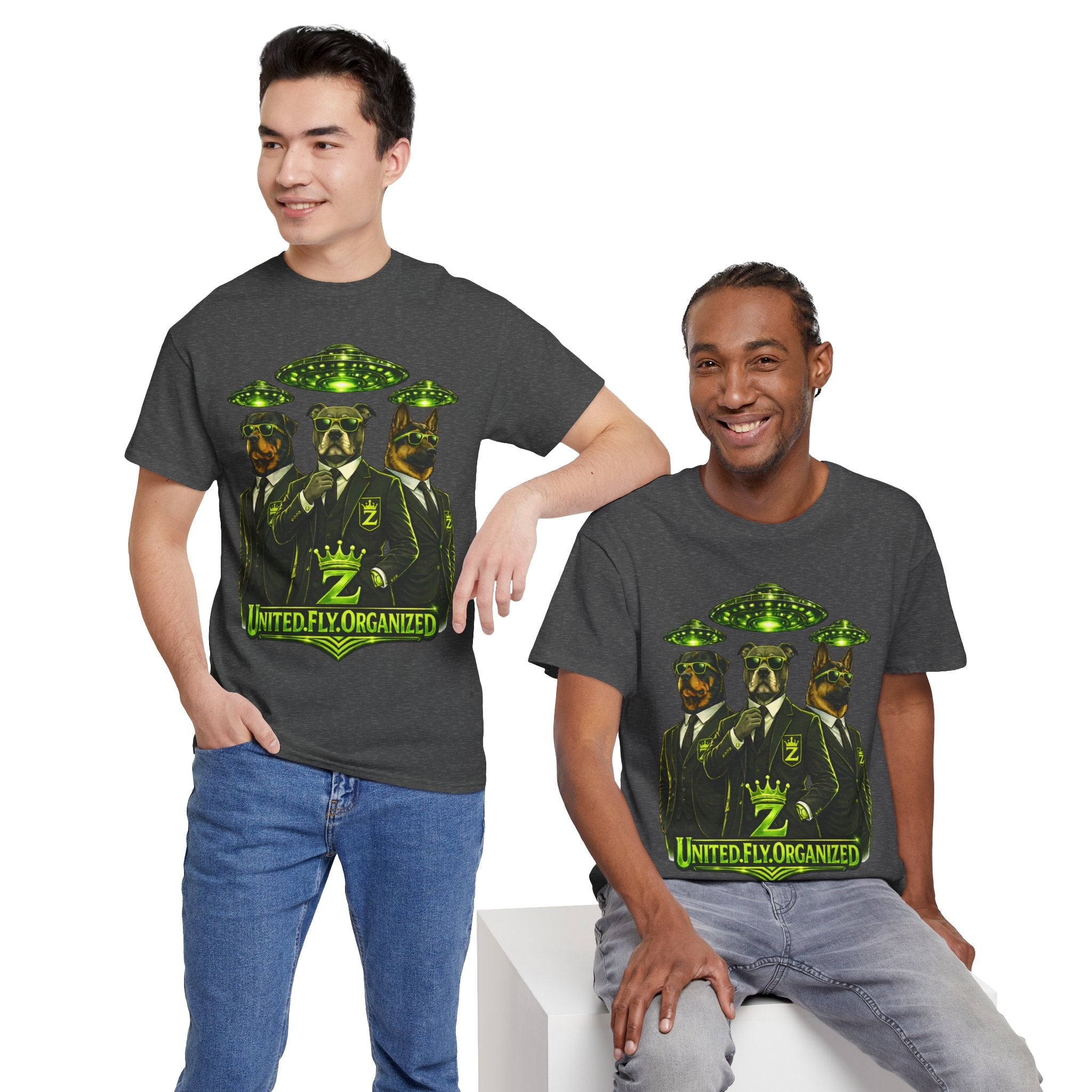 Adult "United. Fly. Organized." Graphic Tee (Lime Green) Printify