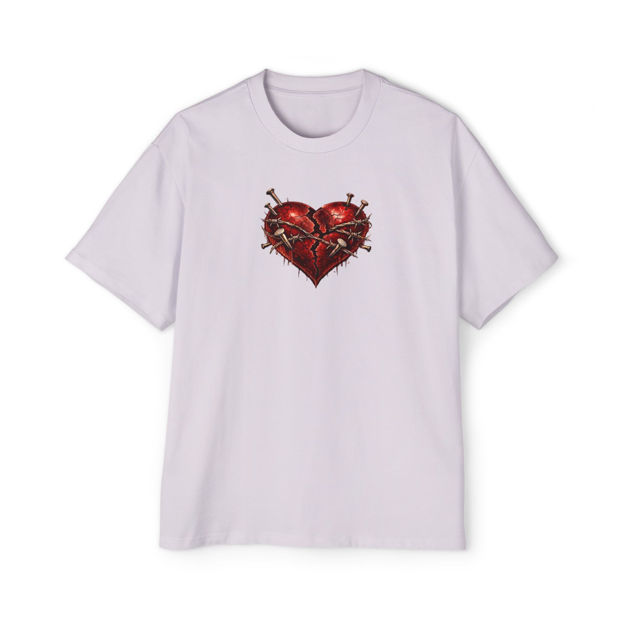 Oversized Discipline Over Emotions (Back) Graphic Tee (Red Heart) Printify