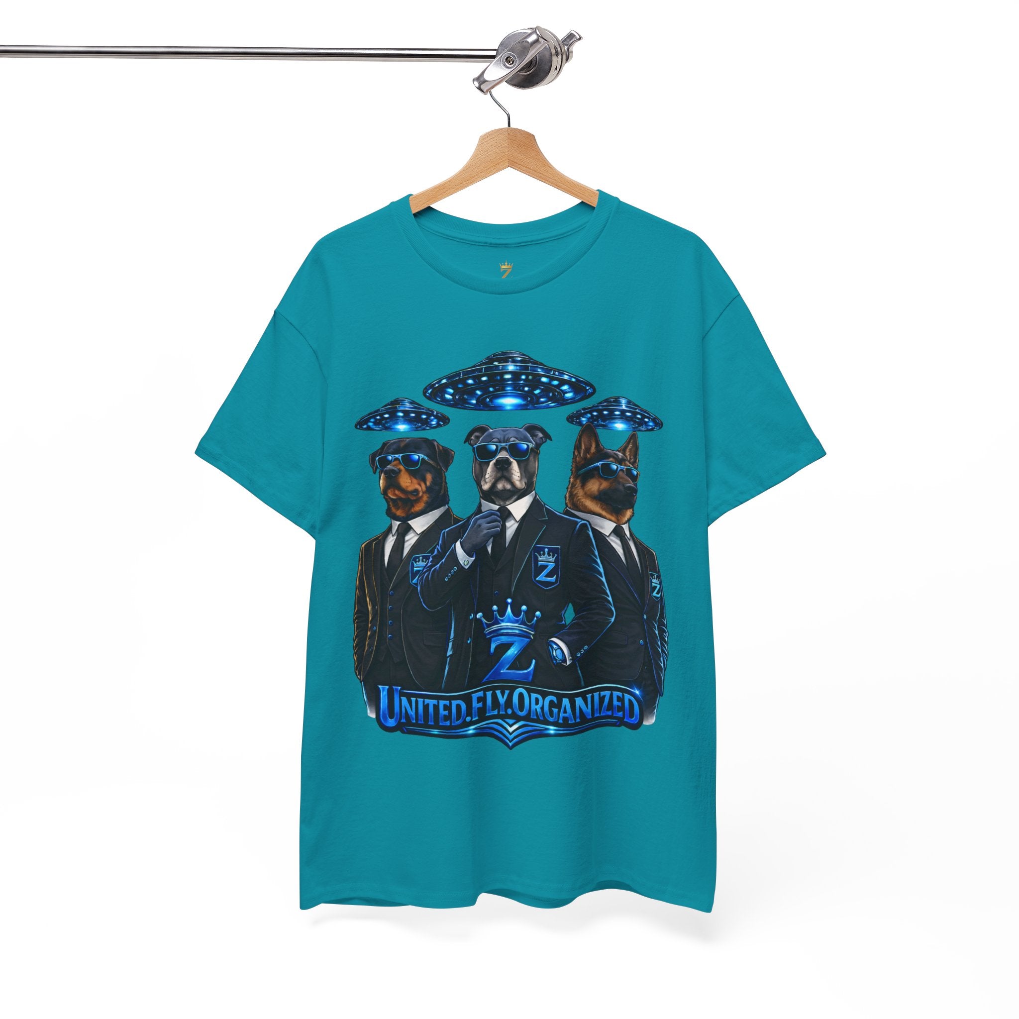 Adult "United. Fly. Organized." Graphic Tee (Blue) Printify