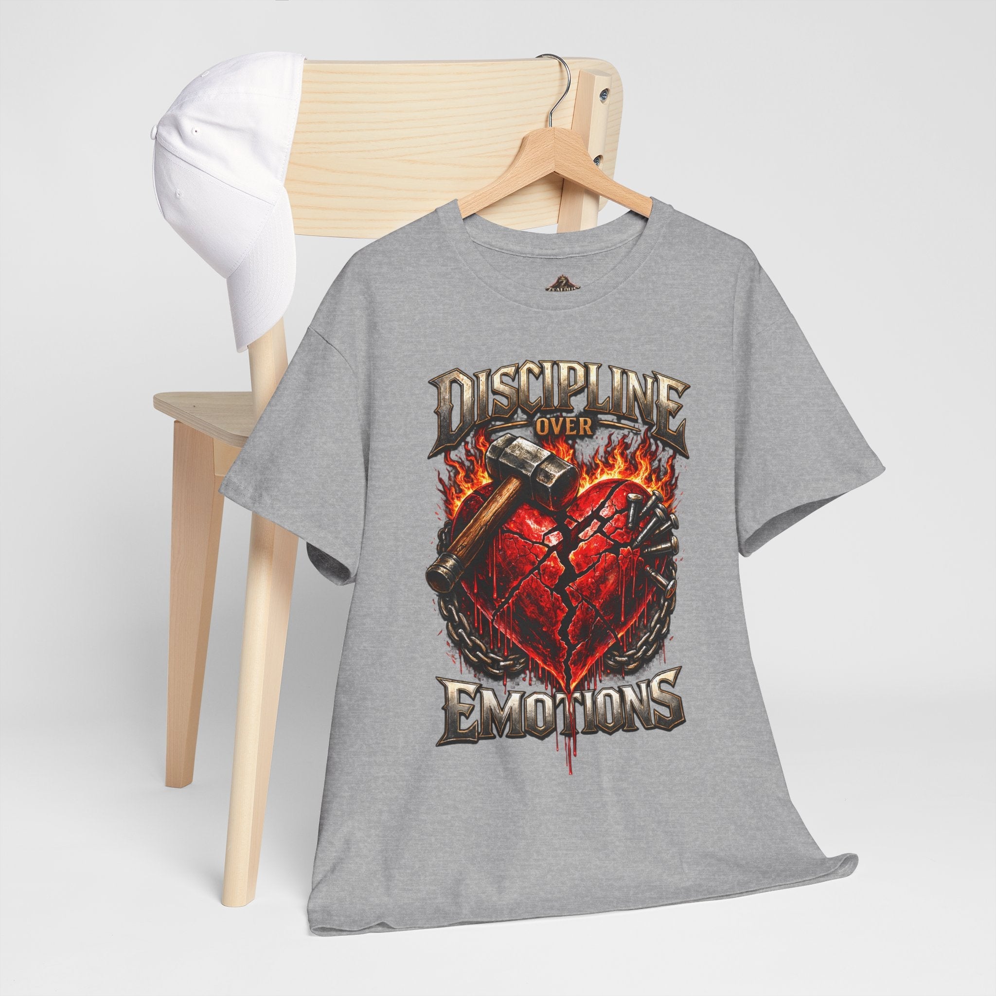 Discipline Over Emotions Graphic T-Shirt (Red Heart) Printify