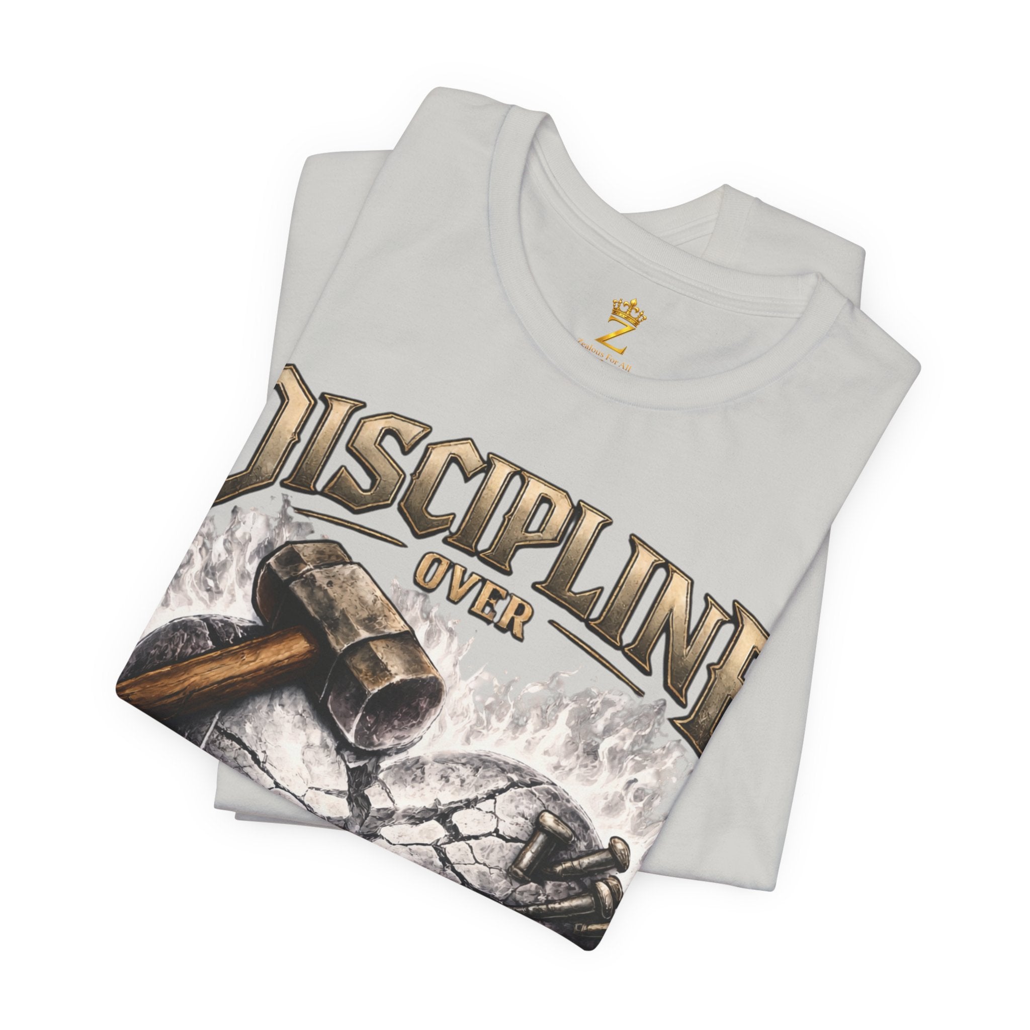 Discipline Over Emotions Premium Graphic T-Shirt (White Heart) Printify