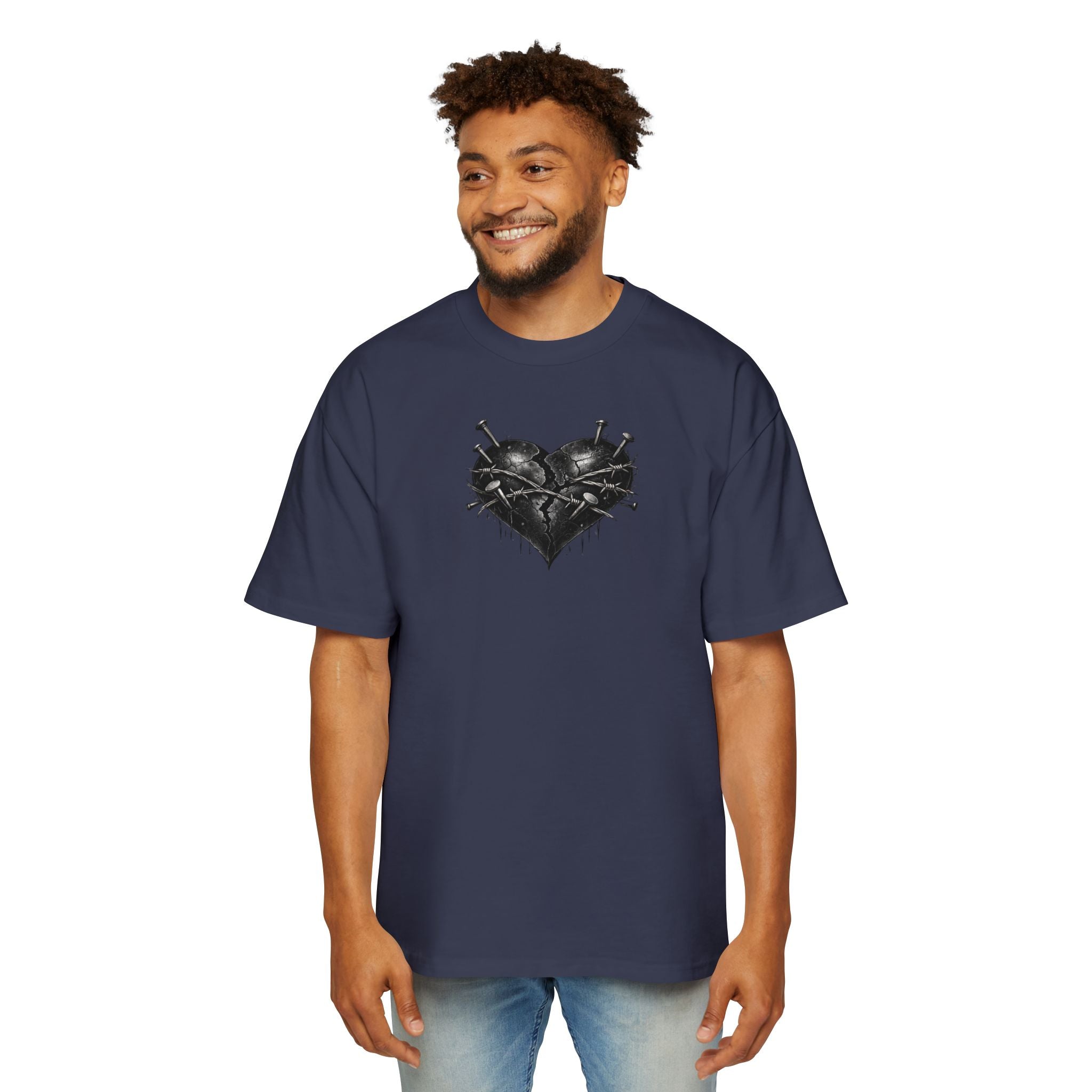 Oversized Discipline Over Emotions (Back) Graphic Tee (Black Heart) Printify