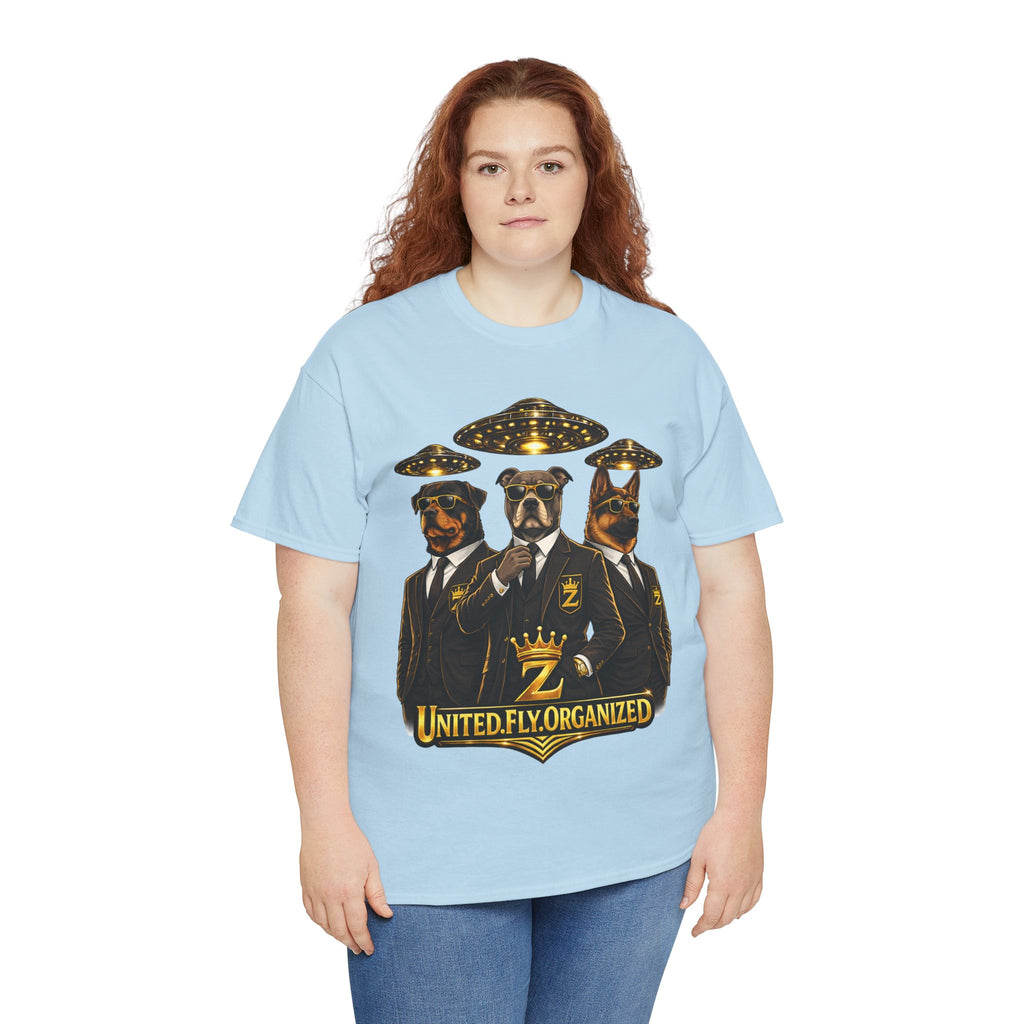 Adult "United. Fly. Organized." Graphic Tee (Gold) Printify