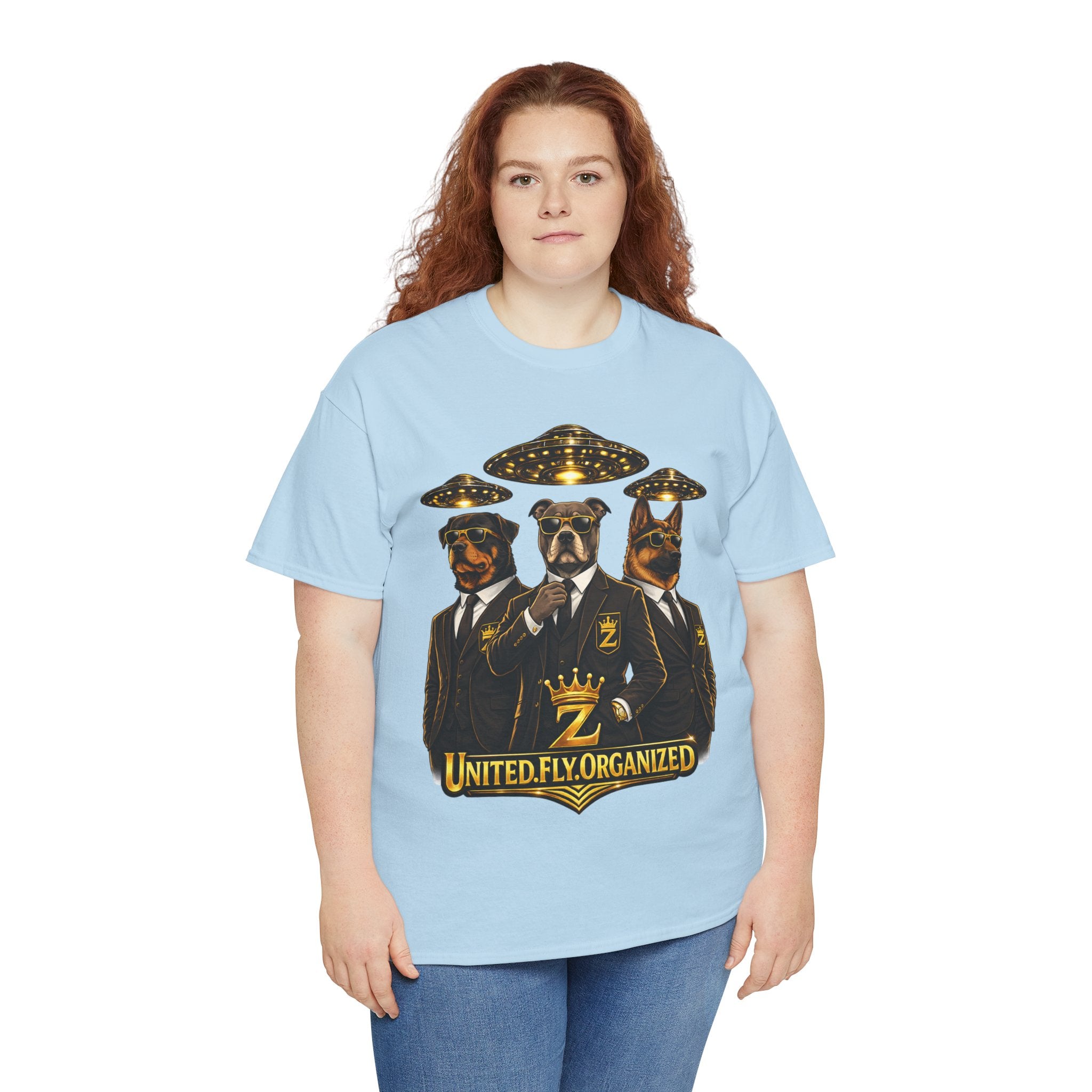 Adult "United. Fly. Organized." Graphic Tee (Gold) Printify