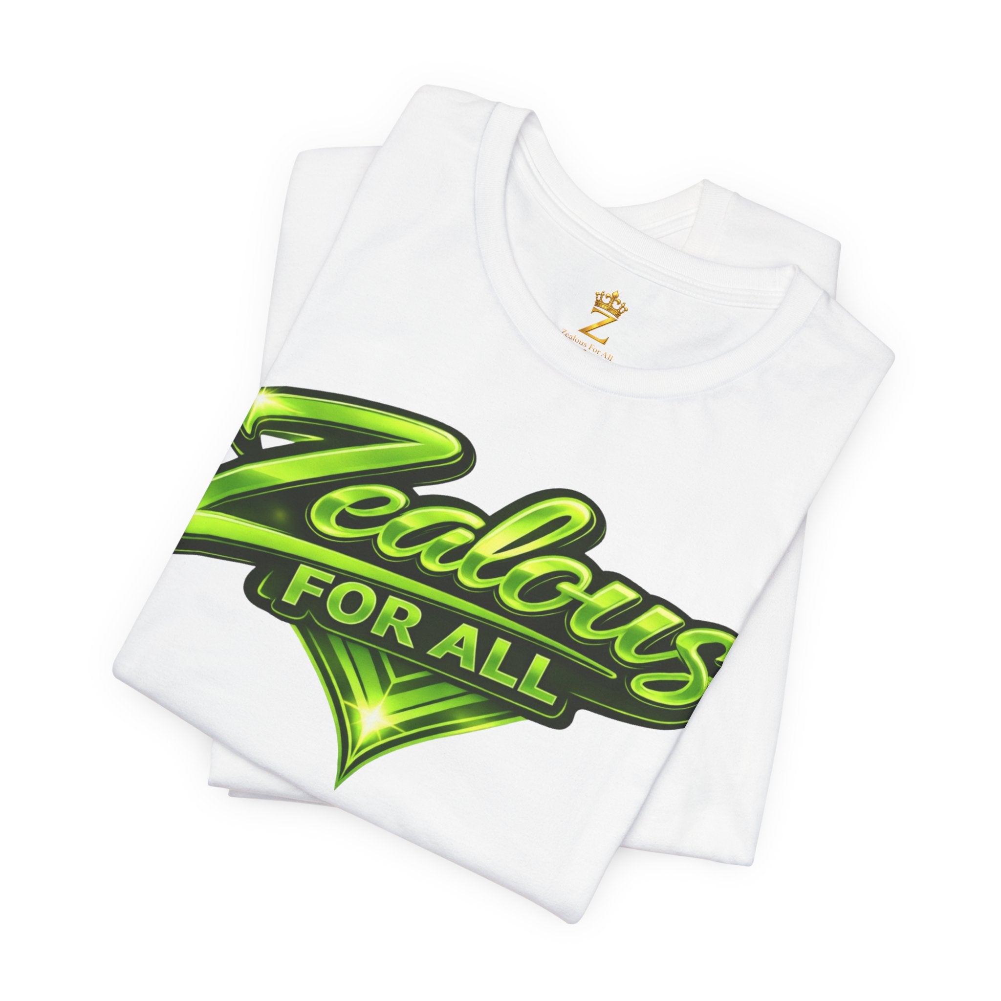 Zealous For All Graphic T-Shirt (Lime Green Logo) Printify