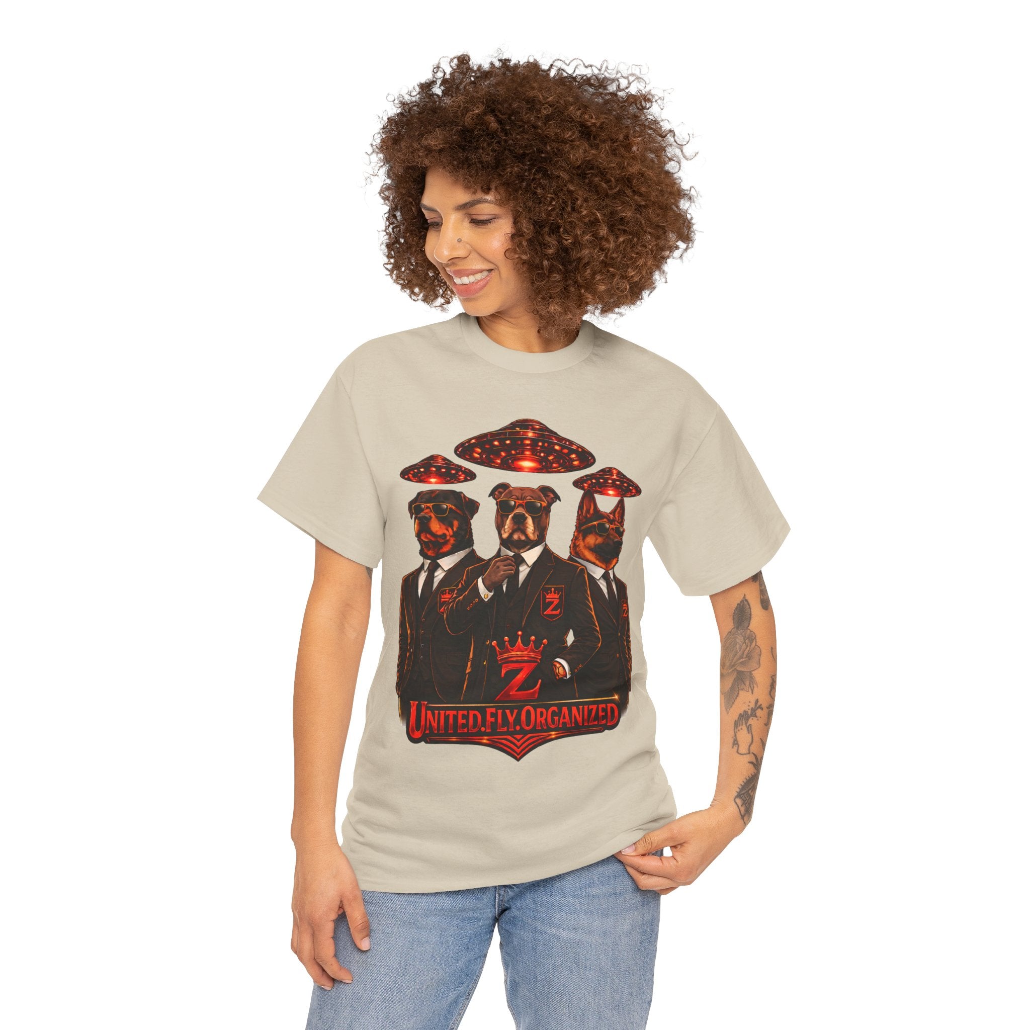 Adult "United. Fly. Organized." Graphic Tee (Red) Printify