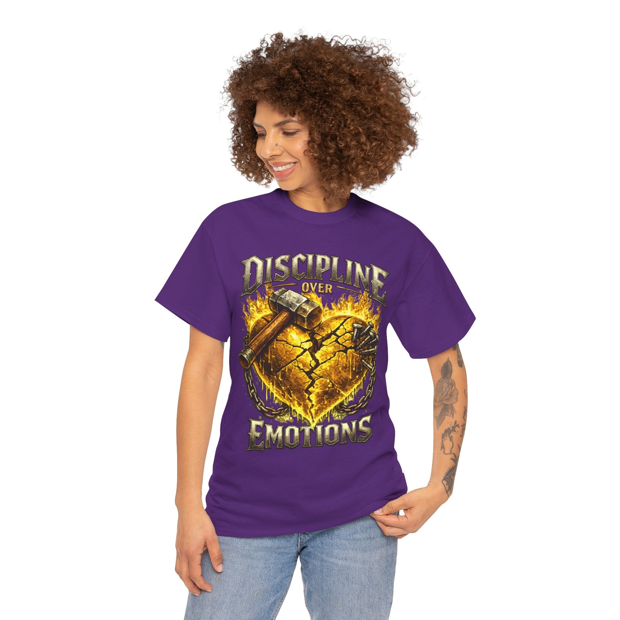 Adult Discipline Over Emotions Graphic T-Shirt (Gold Heart)