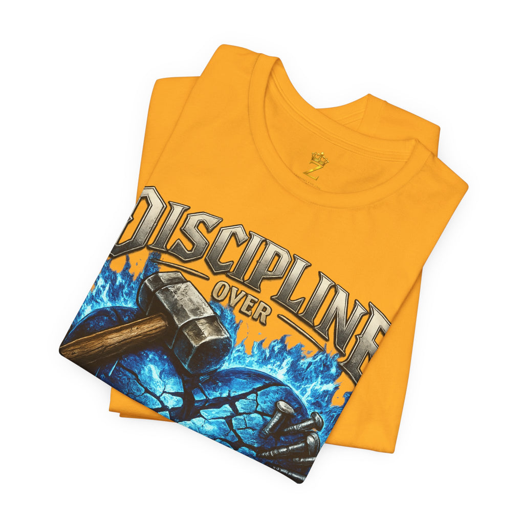 Discipline Over Emotions Premium Graphic T-Shirt (Blue Heart) Printify