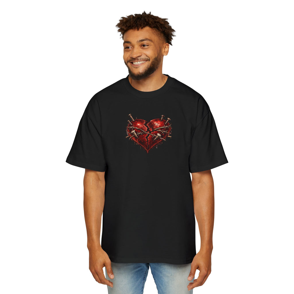 Oversized Discipline Over Emotions (Back) Graphic Tee (Red Heart) Printify