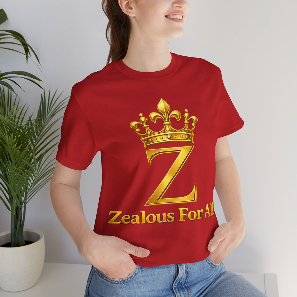 Unisex Zealous For All T-Shirt (Gold Logo) Printify