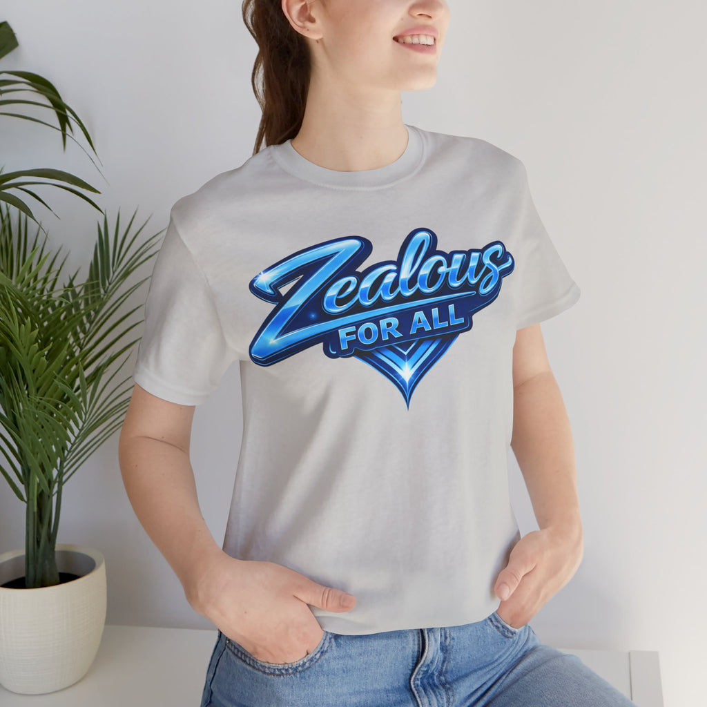 Zealous For All Graphic T-Shirt (Blue Logo) Printify