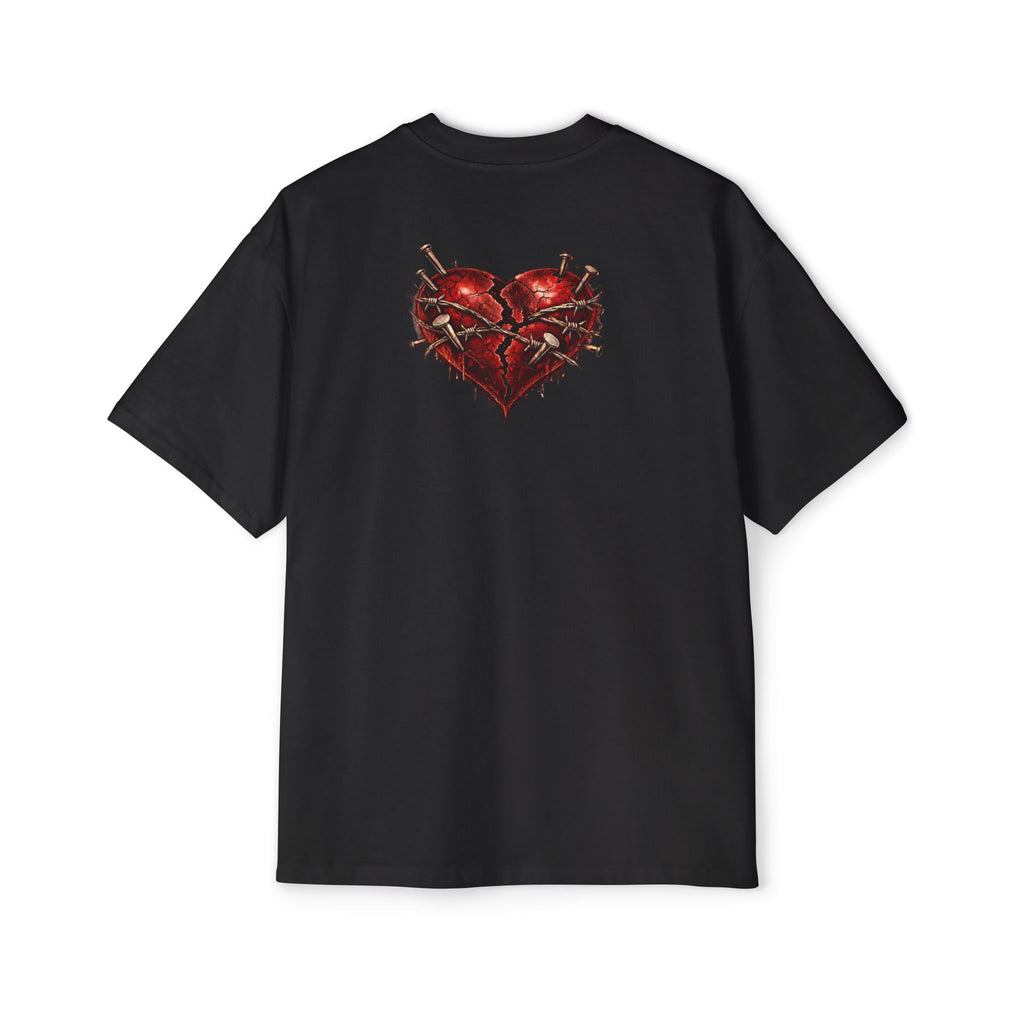 Oversized Discipline Over Emotions Graphic Tee (Front Red Heart) Printify