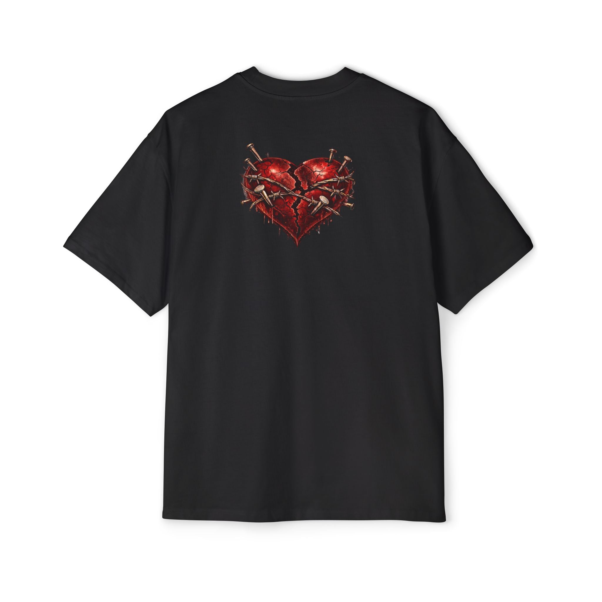 Oversized Discipline Over Emotions Graphic Tee (Front Red Heart) Printify