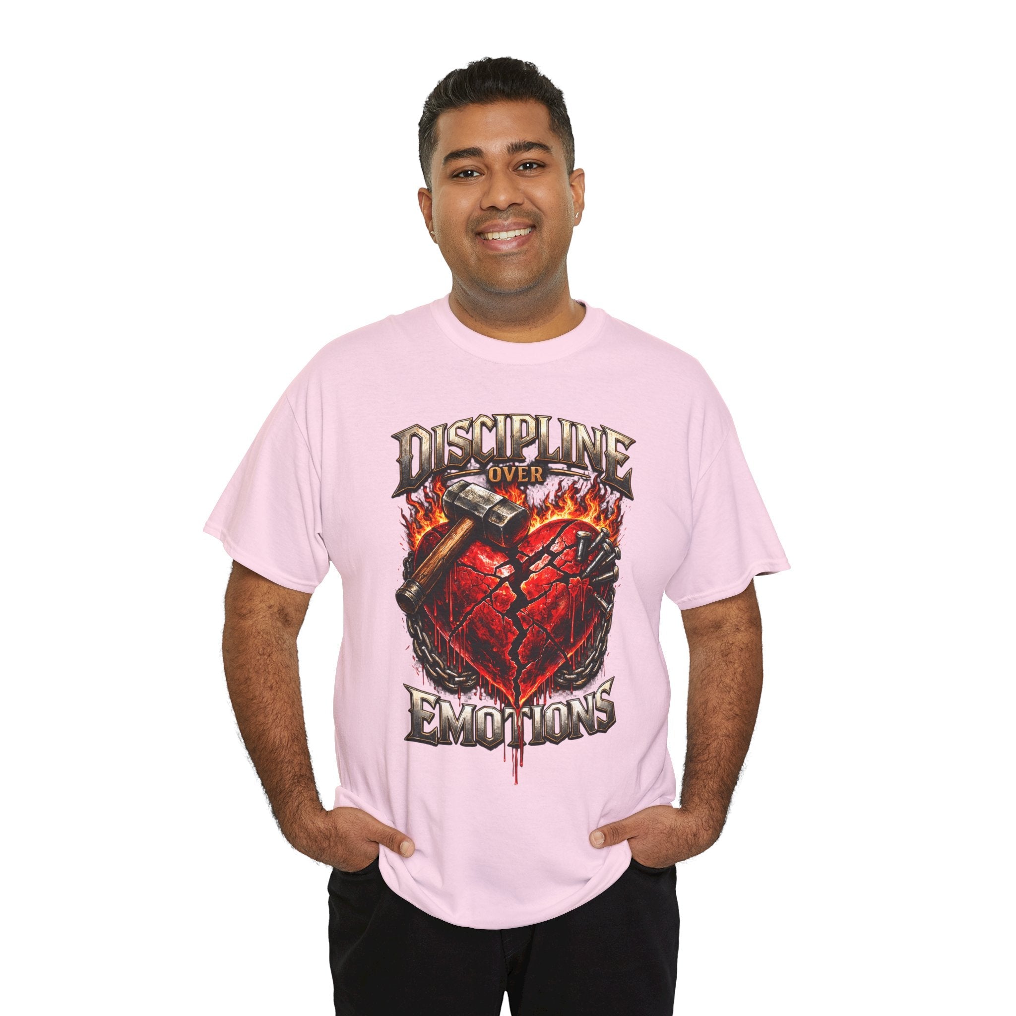 Discipline Over Emotions Graphic T-Shirt (Red Heart) Printify