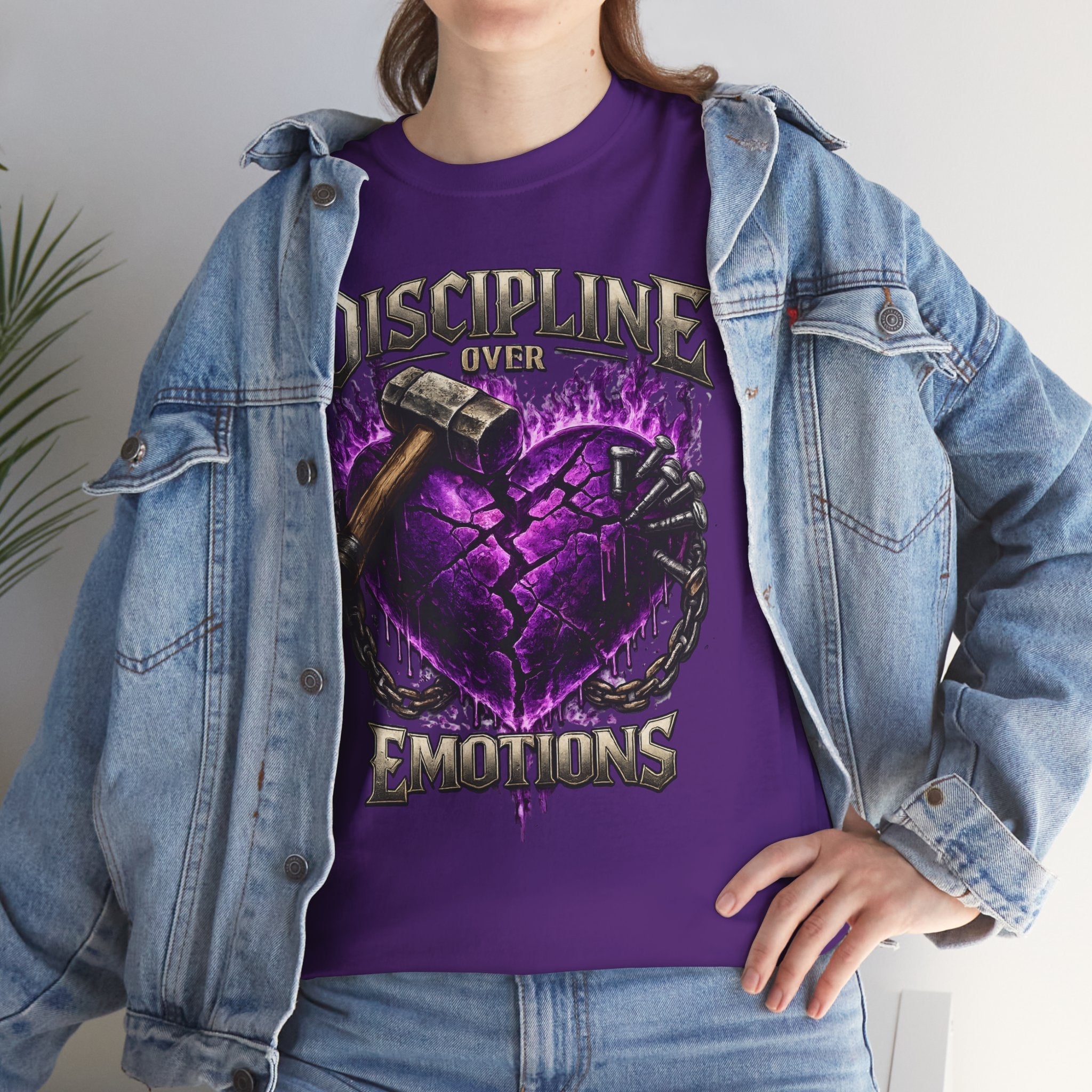Adult Discipline Over Emotions Graphic T-Shirt (Purple Heart)