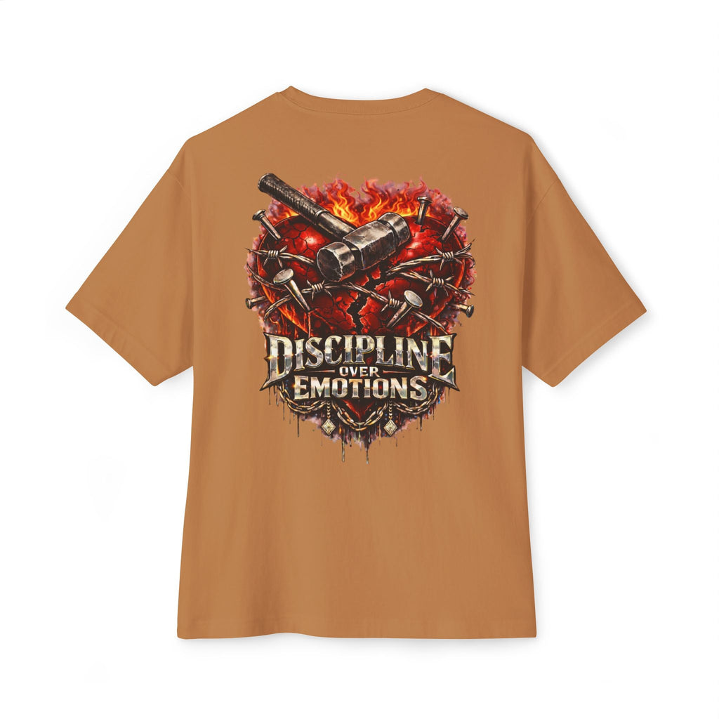 Adult *Oversized* Discipline Over Emotions (Back) Graphic Tee (Red Heart) Printify