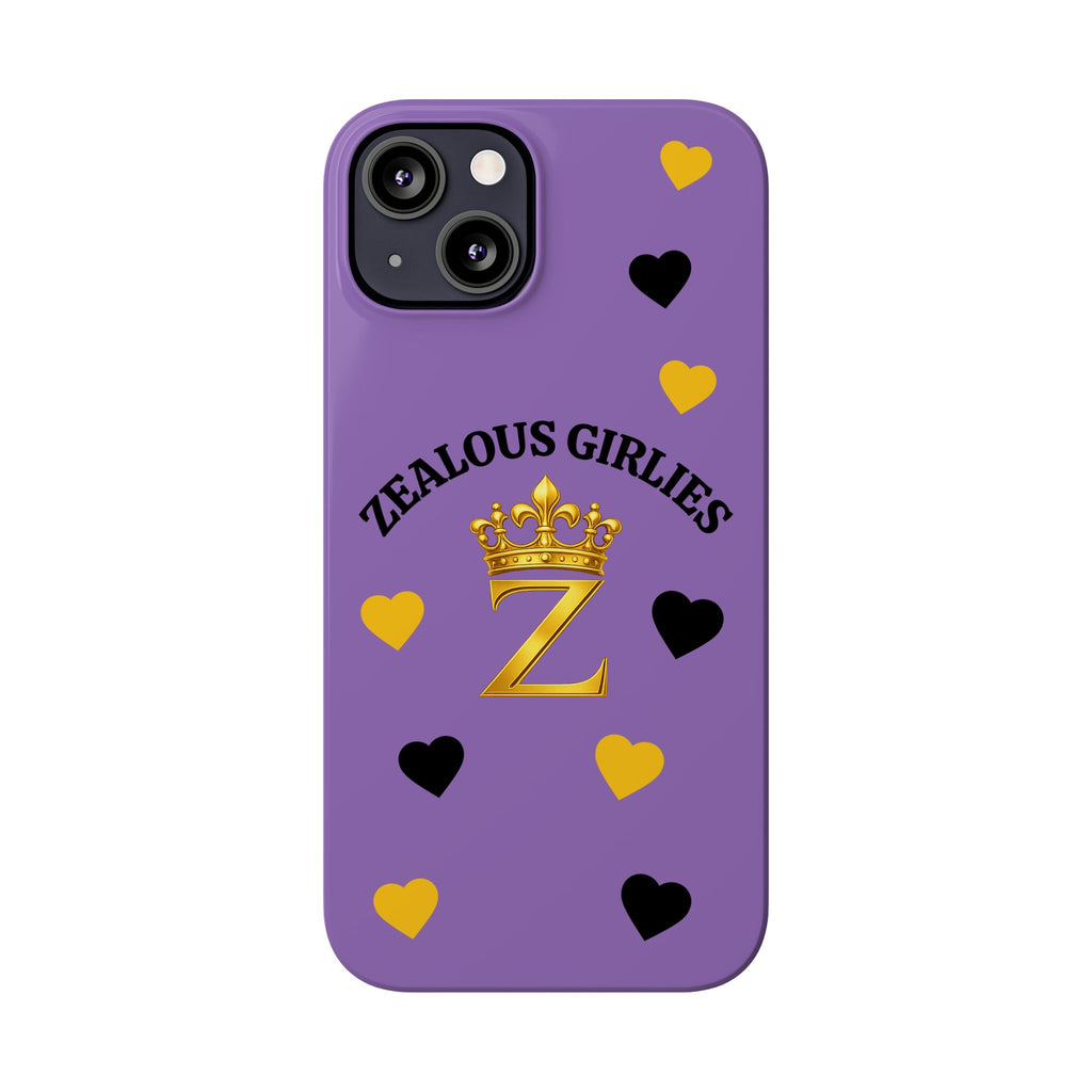 Zealous Girlies 'Z' Crown Slim Phone Case — Purple & Gold Heart Design Printify
