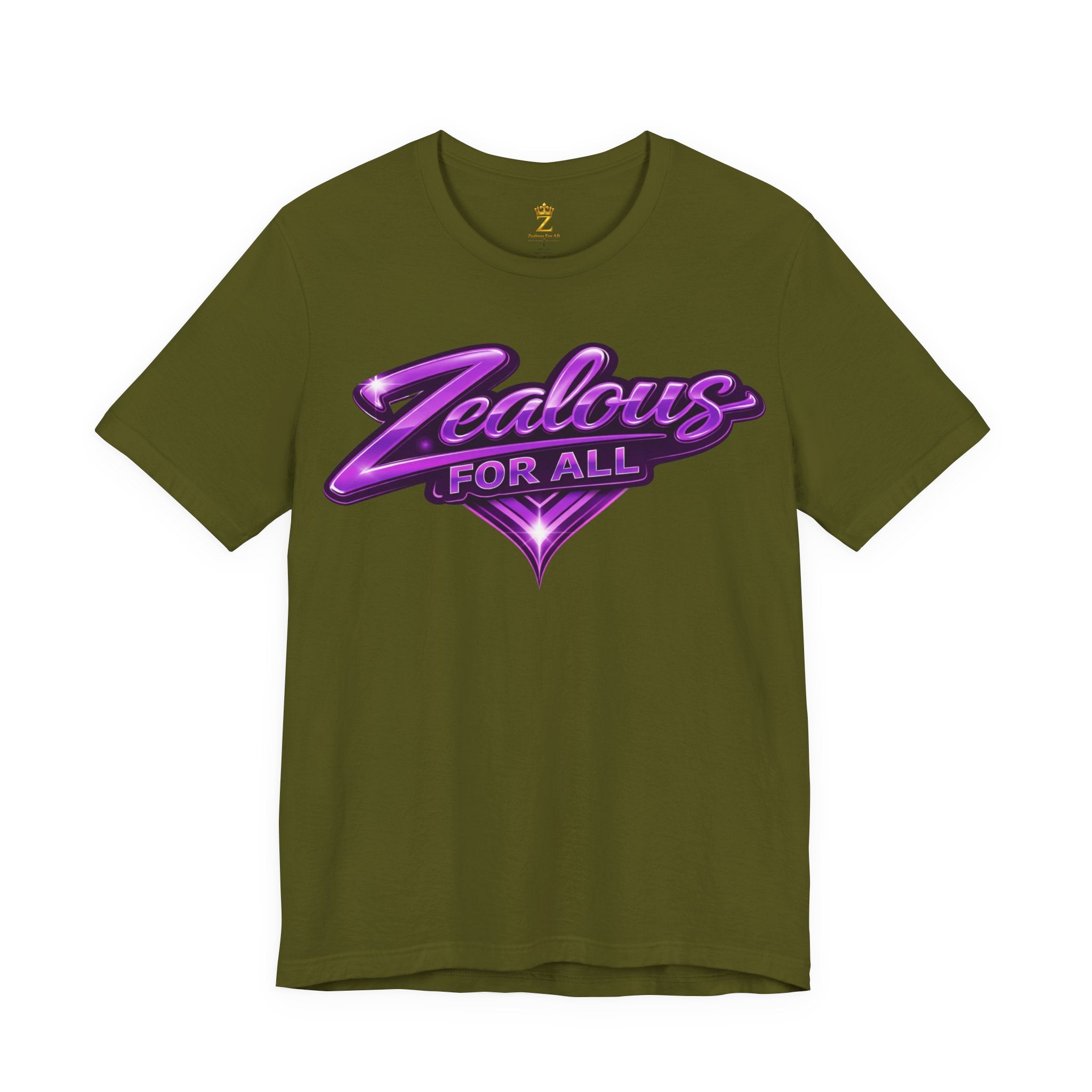 Zealous For All Graphic T-Shirt (Purple Logo) Printify