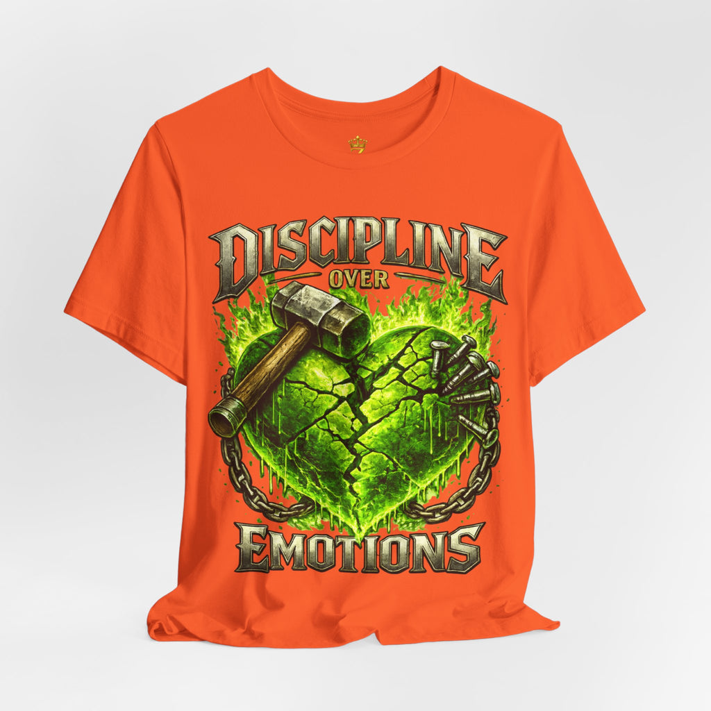 Discipline Over Emotions Premium Graphic T-Shirt (Lime Green Heart) Printify
