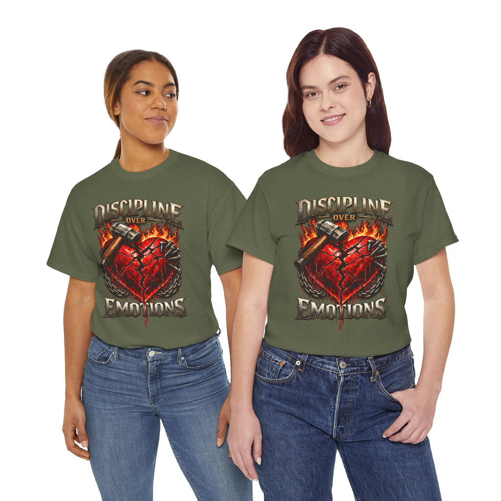 Discipline Over Emotions Graphic T-Shirt (Red Heart) Printify