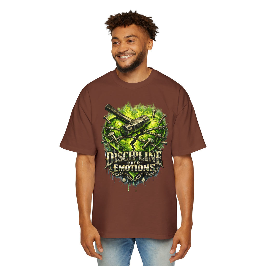 Oversized Discipline Over Emotions Graphic Tee (Green Heart) Printify