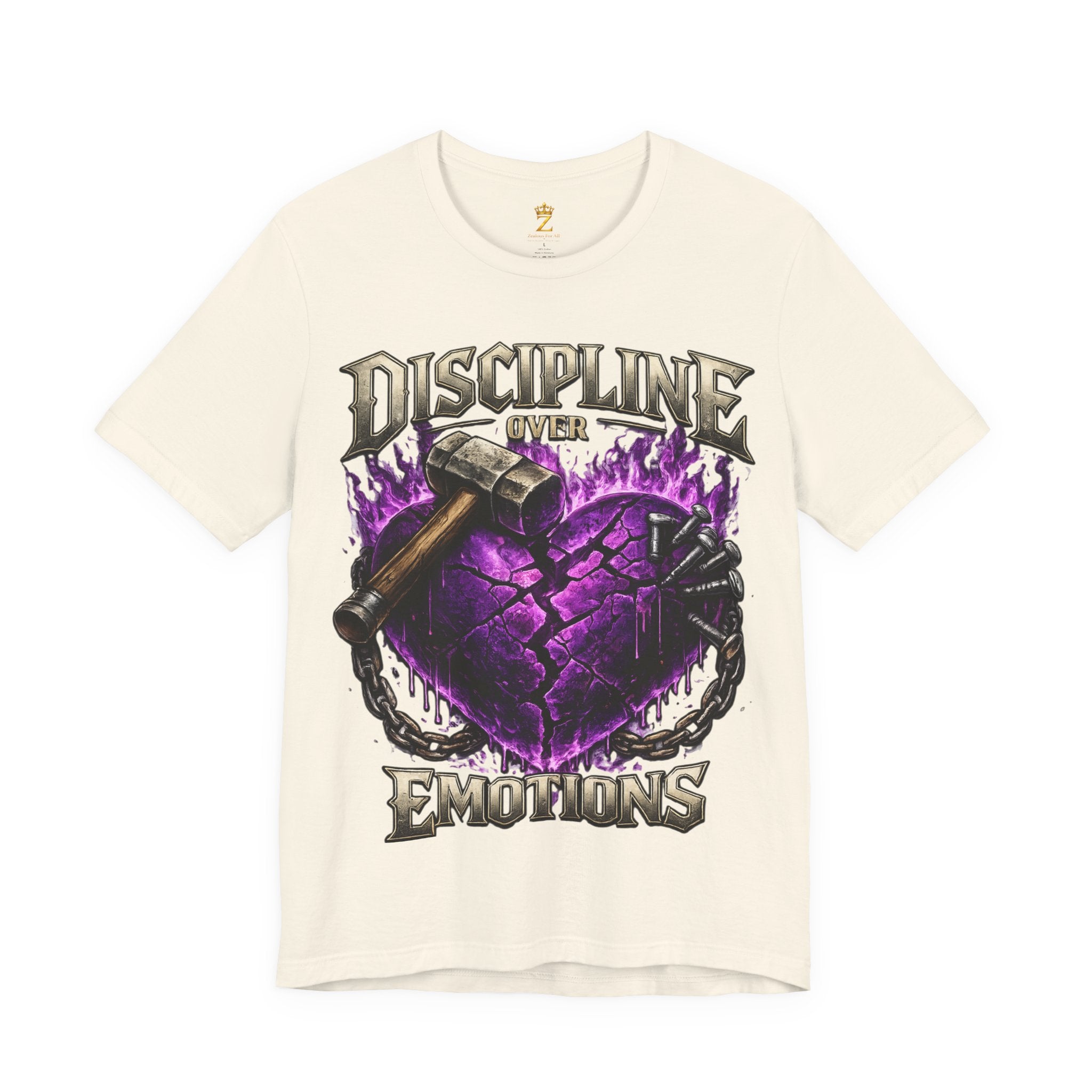 Discipline Over Emotions Premium Graphic T-Shirt (Purple Heart) Printify