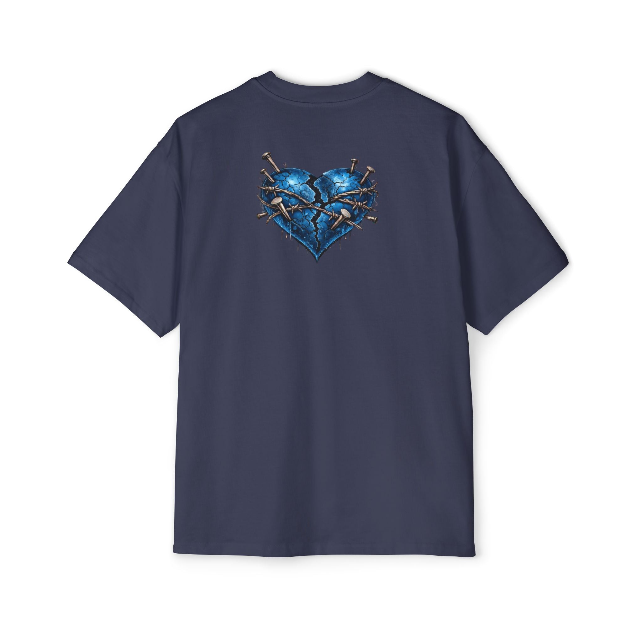 Oversized Discipline Over Emotions Graphic T-Shirt (Blue Heart) Printify